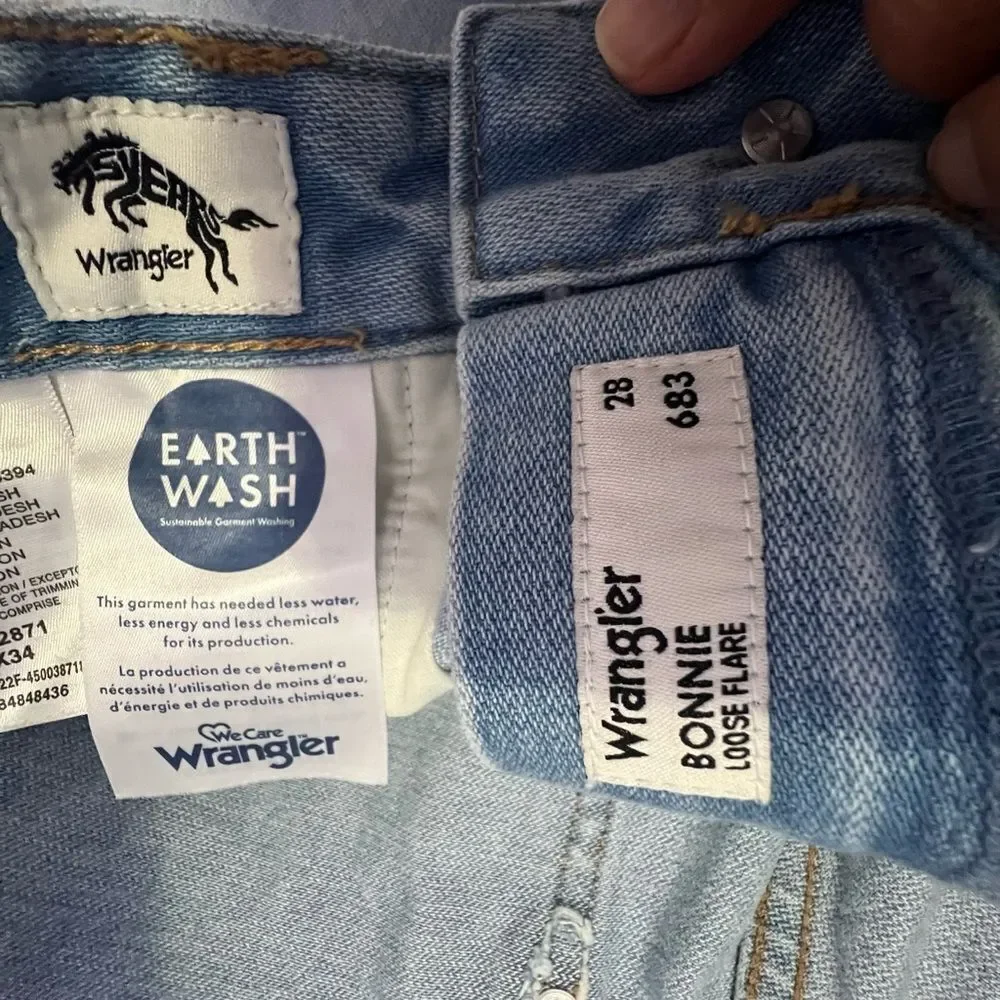 Wrangler Bonnie High Rise Loose Flare Light Wash Women Jeans Sz 28X34 Boho